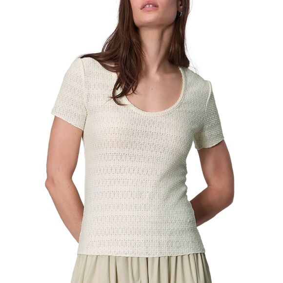 rag & bone Women's Size Medium Ivory Julia Pointelle Scoopneck Tee NWT - Picture 1 of 9